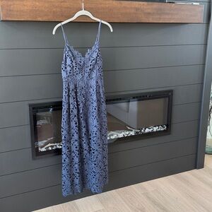 ASTR Navy Blue Lace A Line Midi Dress Sz M